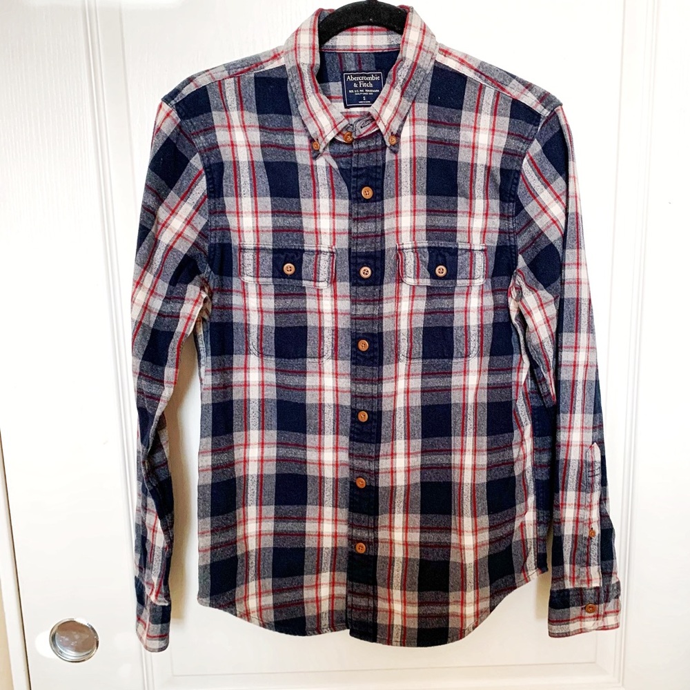 Abercrombie & Fitch red and blue flannel shirt